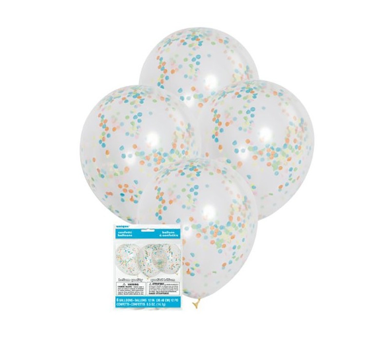 Palloncini in lattice con coriandoli multicolor interni 6pz