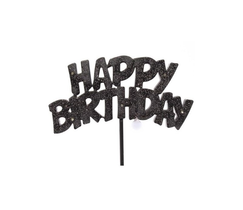 Decorazione luminosa a LED per Torta compleanno NERO glitterato