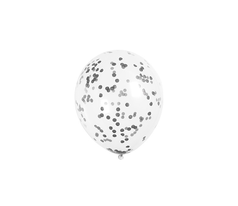 Palloncini in Lattice  con Coriandoli colore NERO. 6pz
