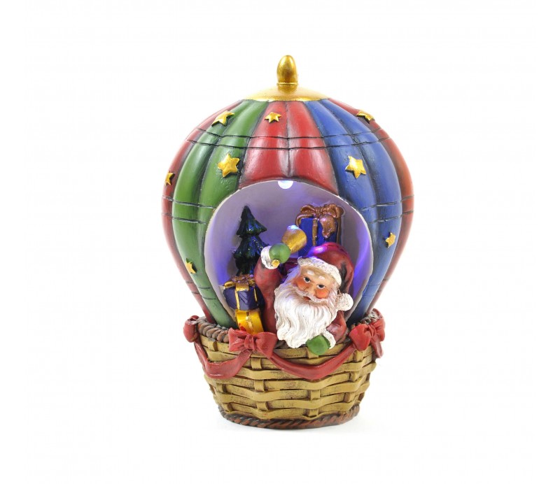 Mongolfiera Babbo Natale, 8,5x12cm con LED