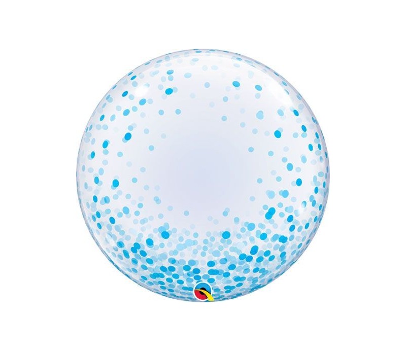 Palloncino Bubble Trasparente con Confetti Blu in Dotazione. 61 cm.
