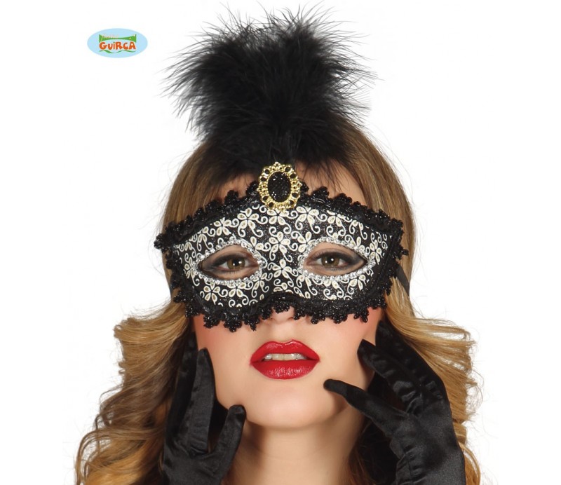 Maschera Nera con Piuma