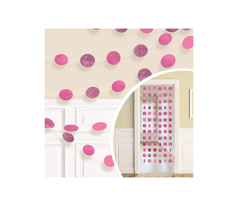 Decorazione (Festone Verticale)  Rosa   Metal. 213 cm. 6 pz.