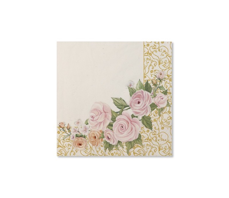 Tovaglioli Collezione Rose Flowers. 33 x 33 cm. 20 Pz