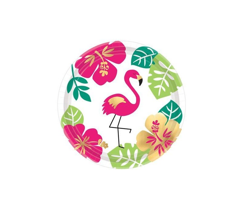 Piatti Piani Piccoli " Tema Tropicale ". 17.8 cm. 8 Pz