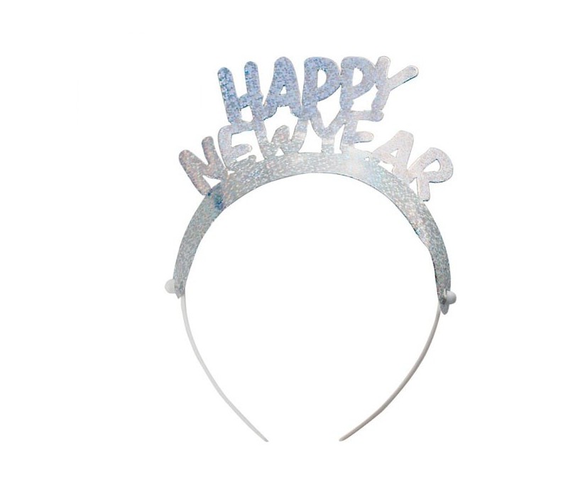 Cerchietto Happy New Year Argento Holographic 4Pz
