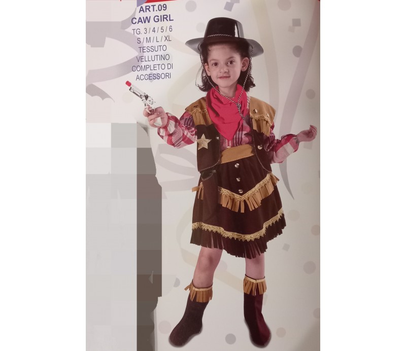 Costume di carnevale Cow Girl in vellutino Deluxe la scotola