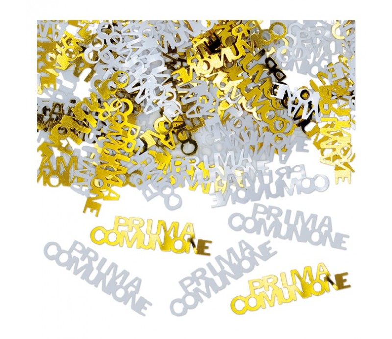 Confetti Decorativi " Prima Comunione " Oro e Bianco . 15 gr.