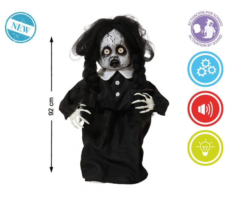 Decorazione mercoledì bimba horror scheletro Halloween 92cm