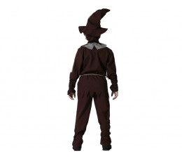 Costume da Spaventapasseri bambino, pantaloni, giacca, cintura, maschera e cappello Taglia 10/12 anni