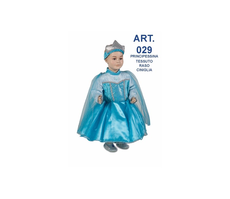 Costume di carnevale Principessina tessuto raso e ciniglia Deluxe la scatola comprende: Abito, Mantellina, Copriscarpe, Bacchett