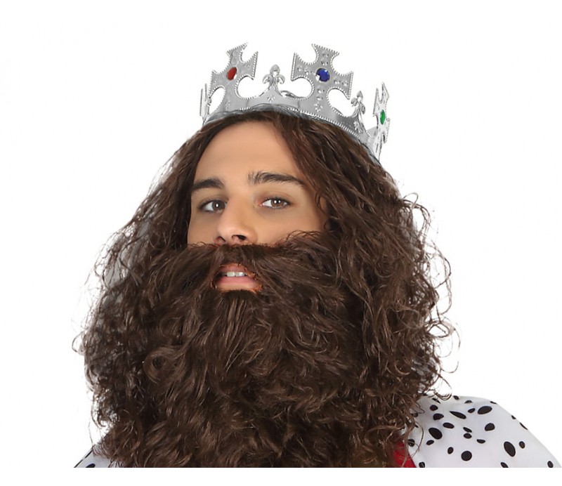 Corona da Re argento con pietre colorate con punte a croce, corona da re argento accessori carnevale corona re argento