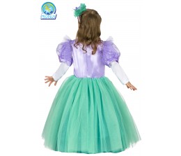 Costume di Carnevale sirenetta bambina lungo, vestito di sartoria italiana inscatolato, costume da sirena bambina