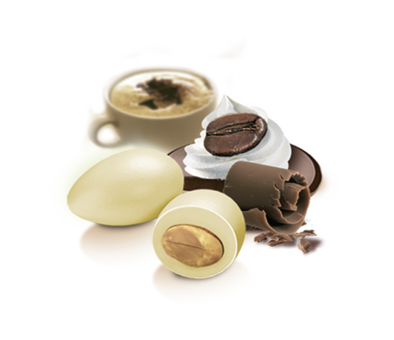 Confetti Papa colore Sabbia Gusto CioccoCappuccino Mandorla tostata ricoperta di ciccolato bianco al caffè, confettato 1000g