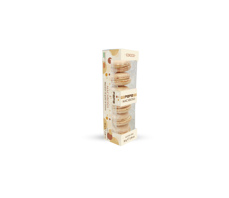 Macarons gusto Cocco fragrante dolcetto con ripieno 6pz Gluten Free 84gr Meringhe alla mandorle con crema